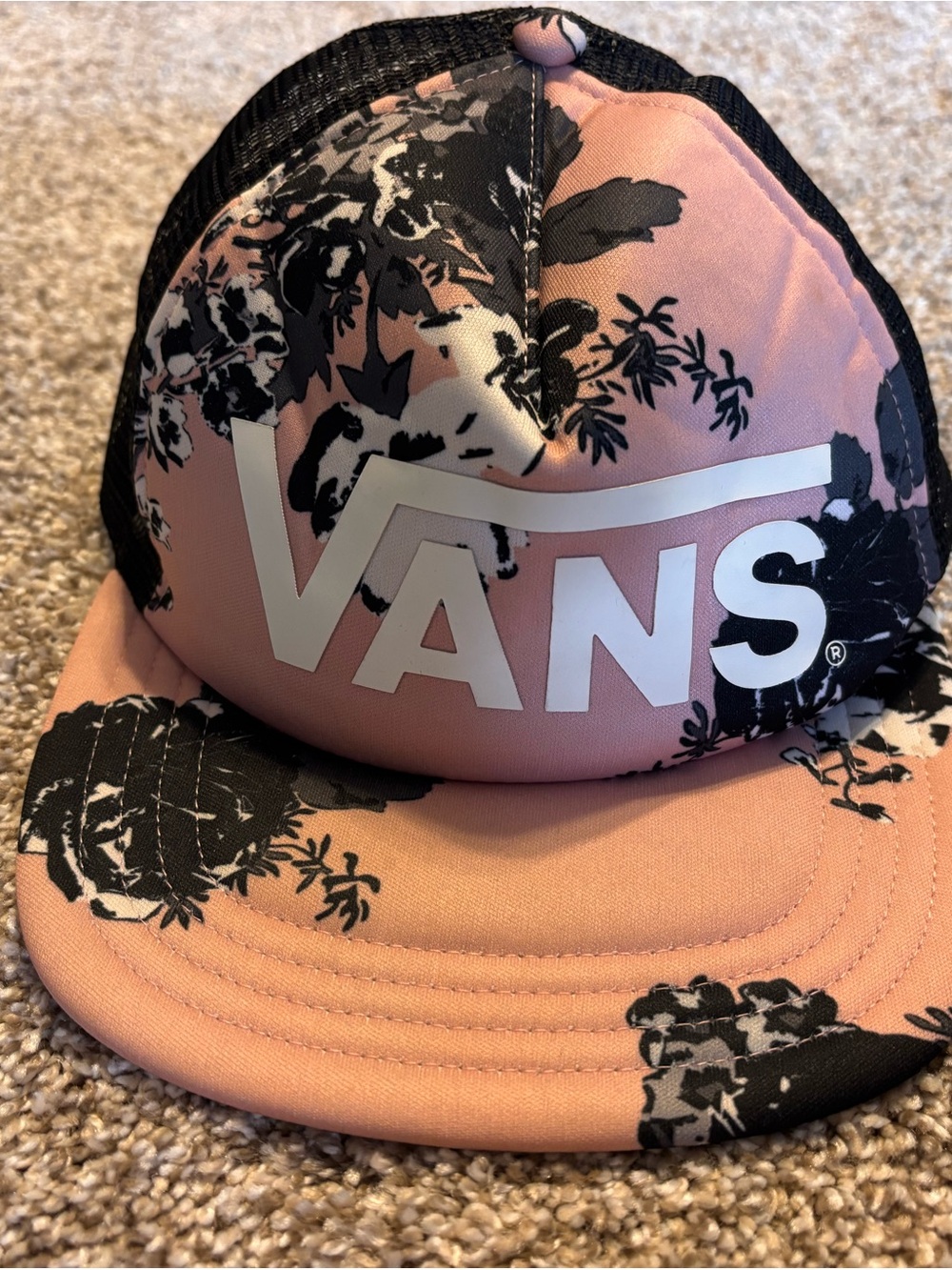 Vans Pink Floral Trucker Cap with Black Mesh